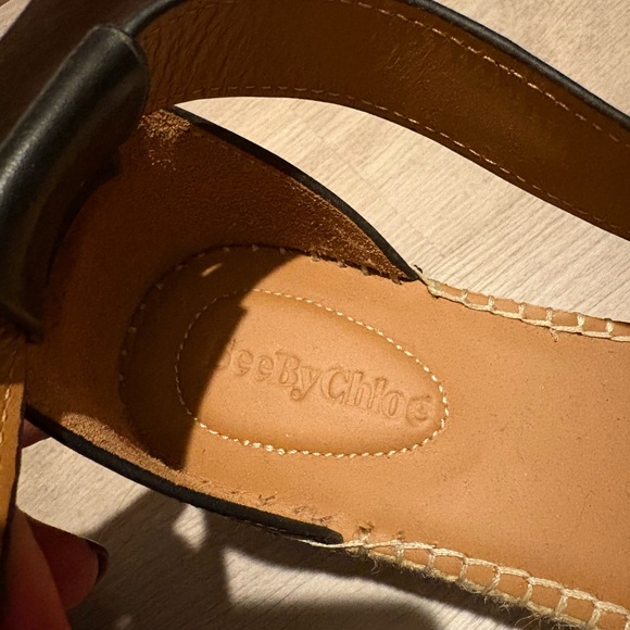 See By Chloe Black Leather Espadrilles